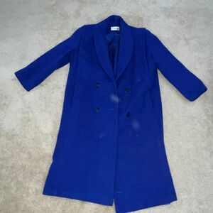 Herman Kay Petite Women’s Size 10P Royal Blue Wool Blend Double-Breasted Coat